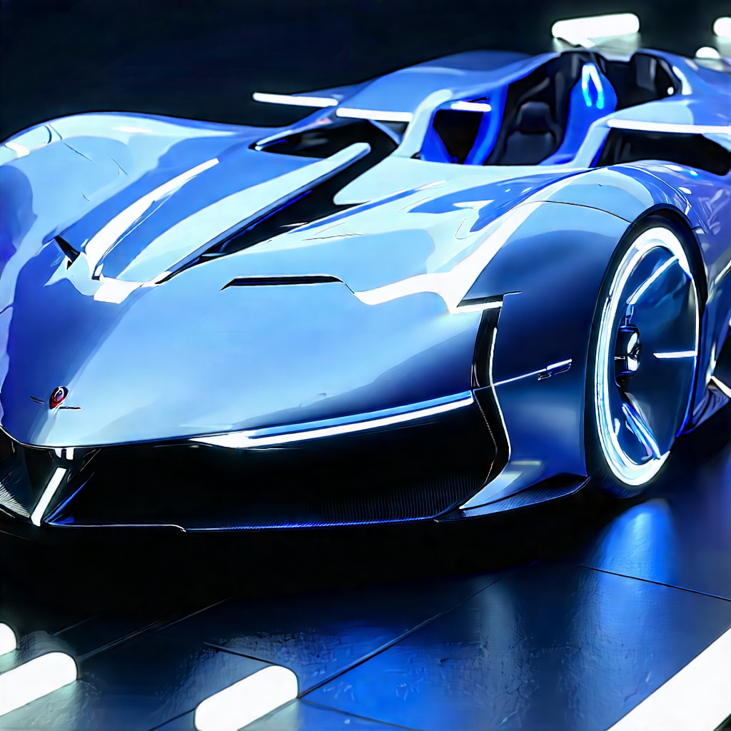 Innovative Electric Vehicle (design:1.17) With Futuristic Blue