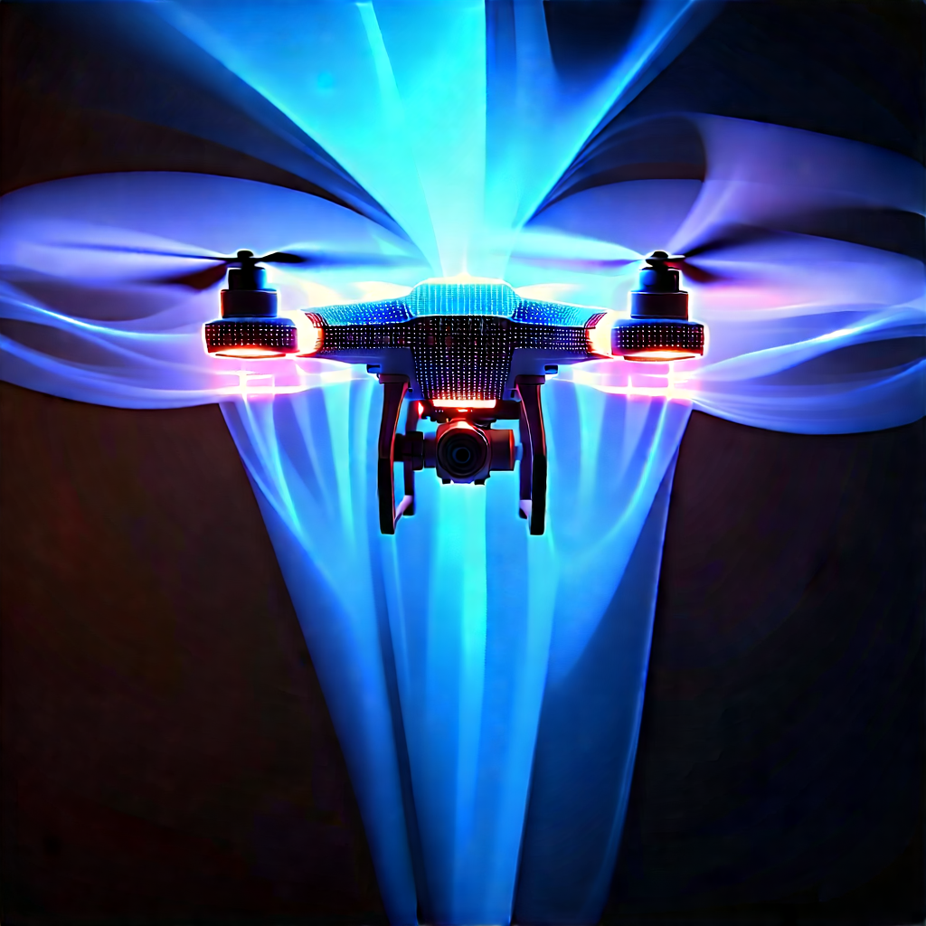 Drone With Glowing Screen With Blue Purple