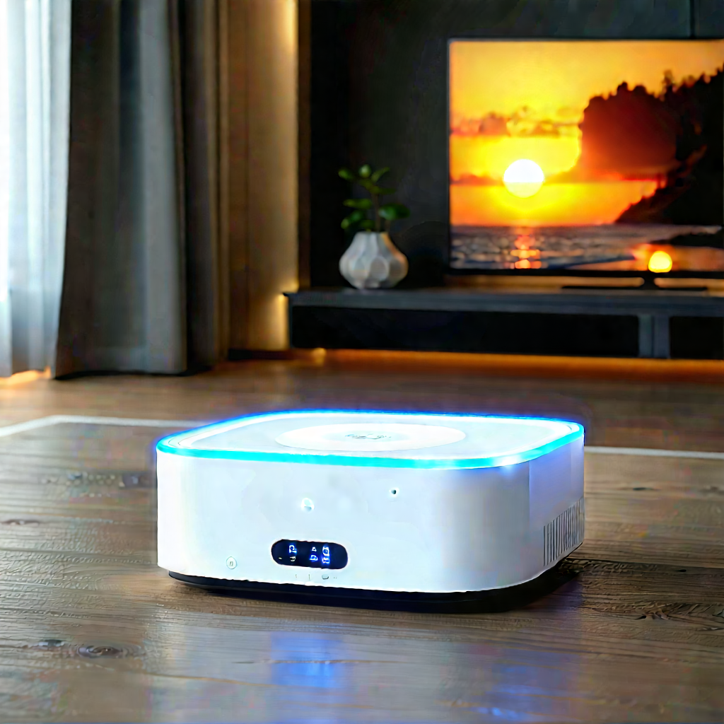 Smart Home Device With Digital Artwork With White Robot