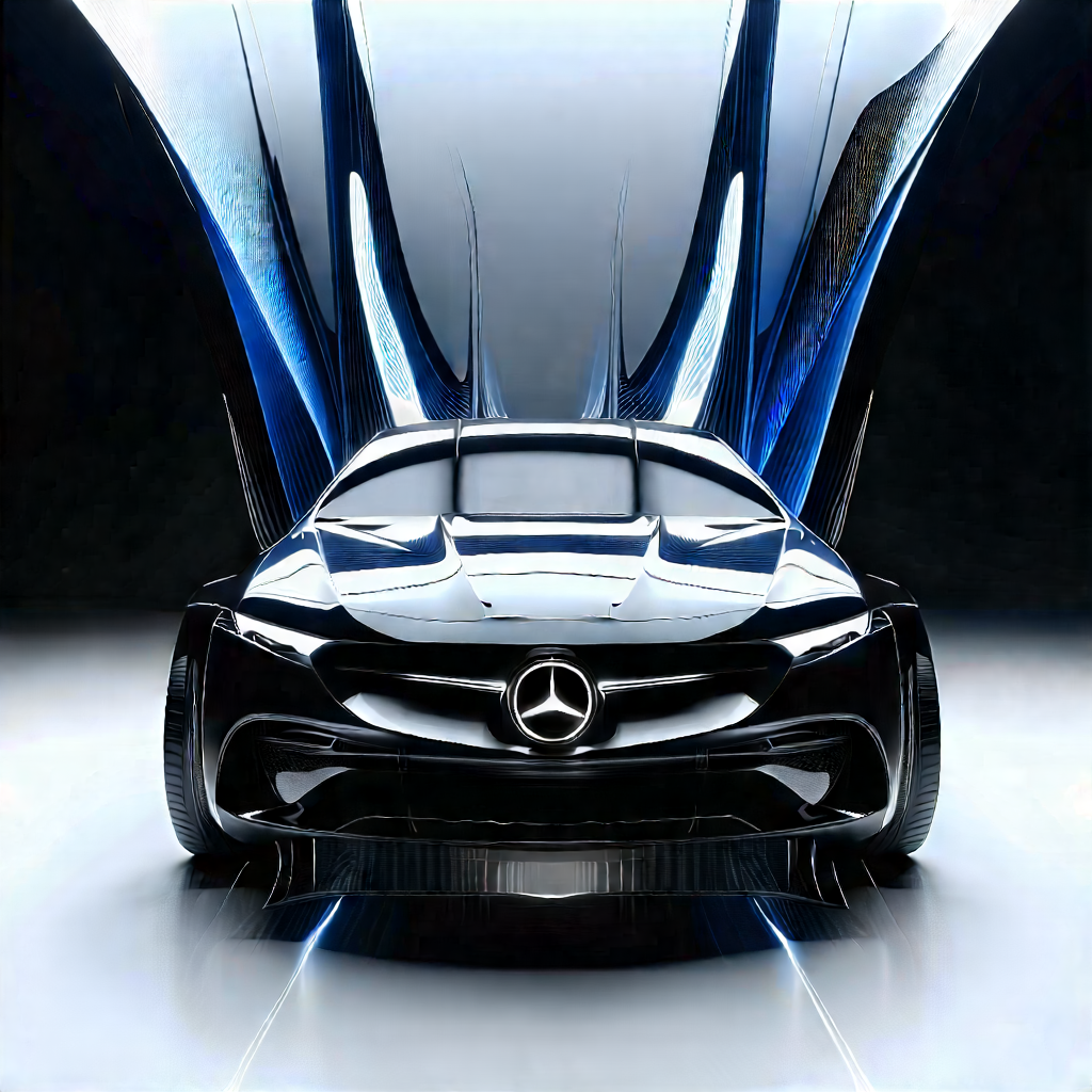 Automotive Technology In Design Studio With Black Mercedes
