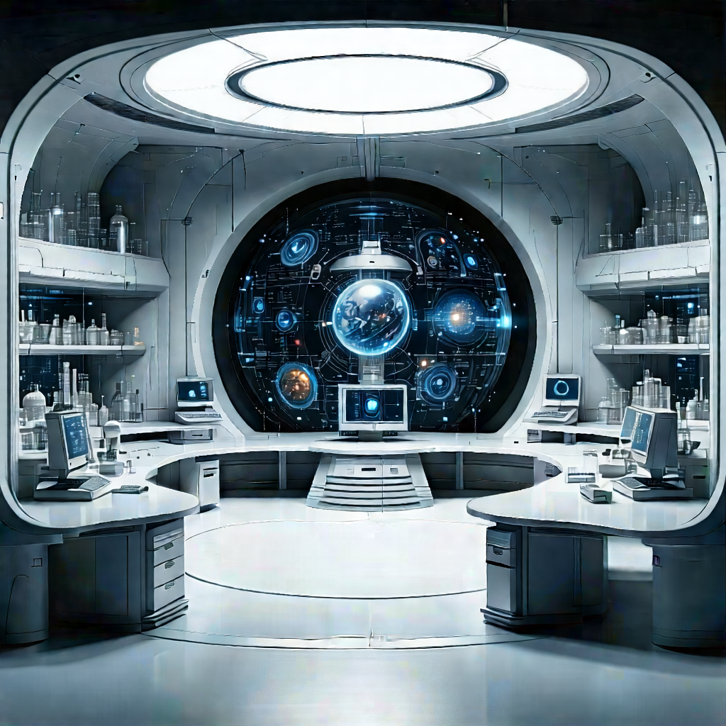 Futuristic Research Laboratory With Image, There