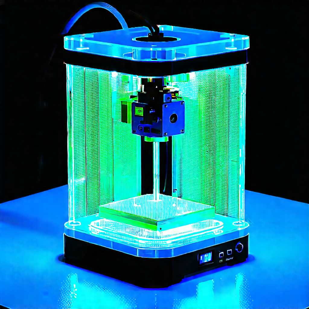 3d Printer With Blue Light (glow:1.49) With Blue Printer