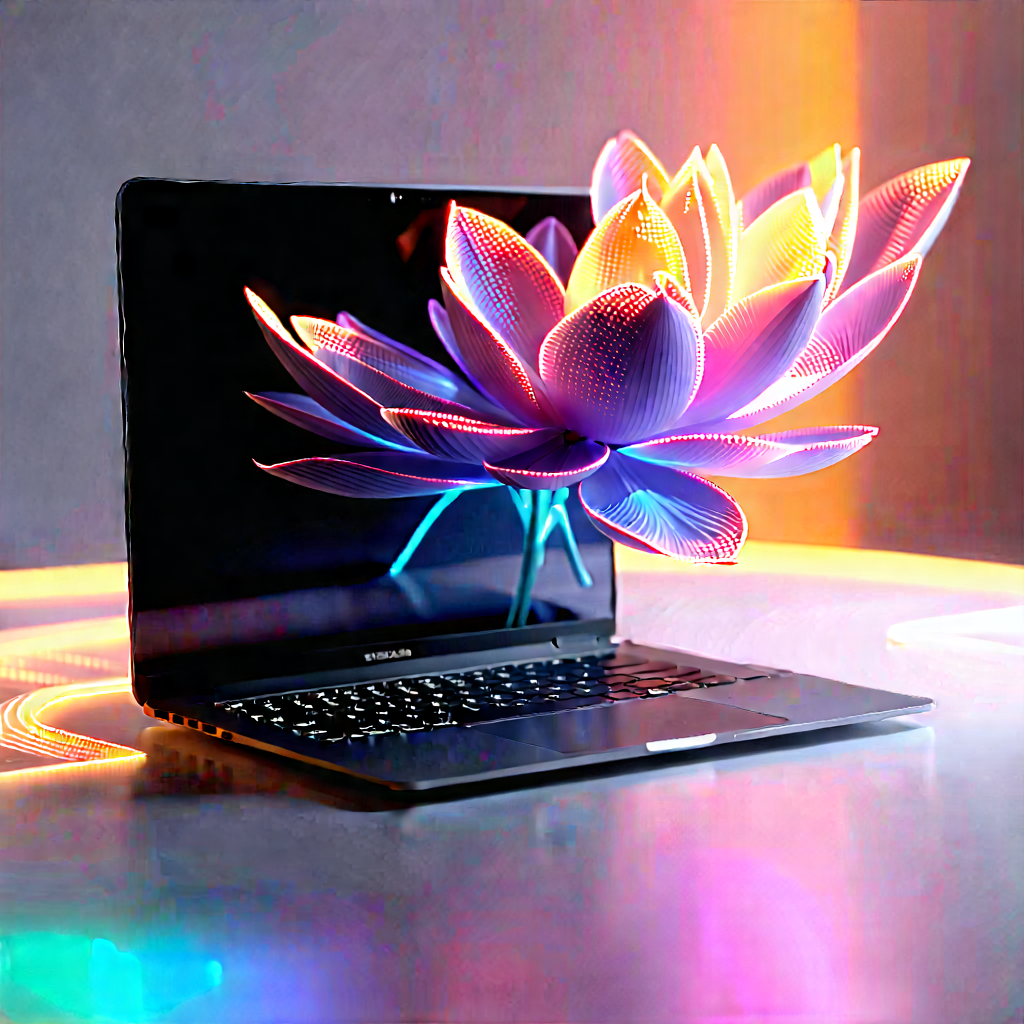 Laptop With Digital Artwork With Laptop Computer