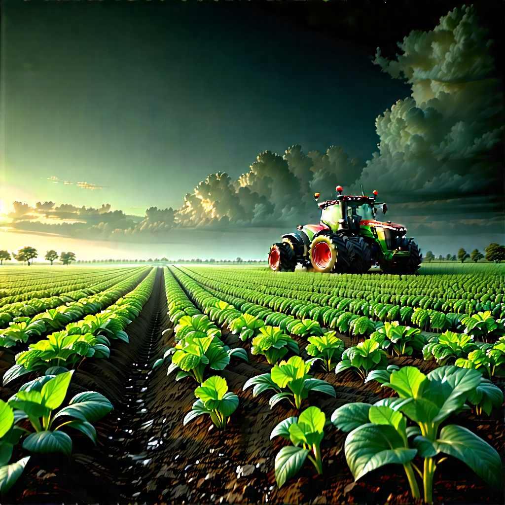 Agricultural Technology In Tech Office With Large Tractor