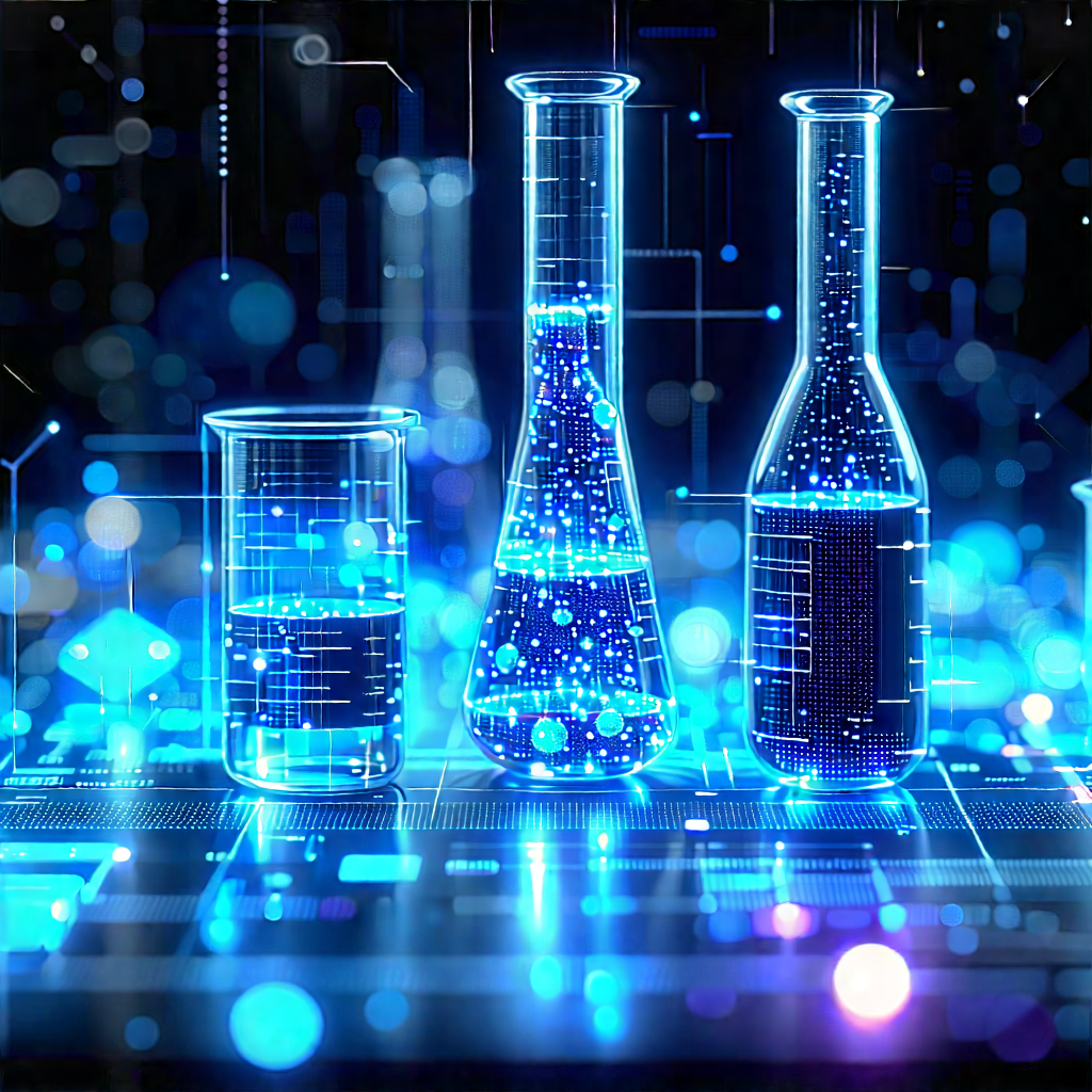 Entertainment Technology In Modern Laboratory With Three Large,
