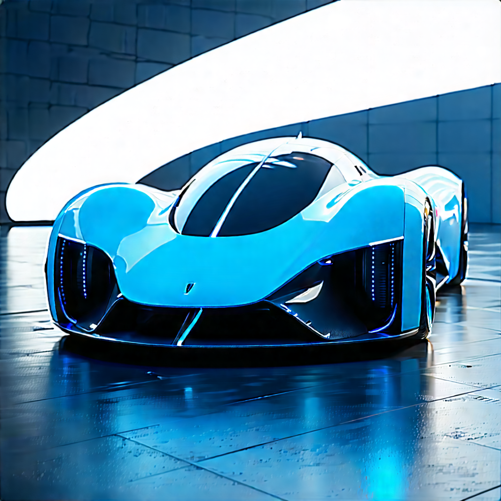 Innovative Electric Vehicle (design:1.27) With Futuristic Blue