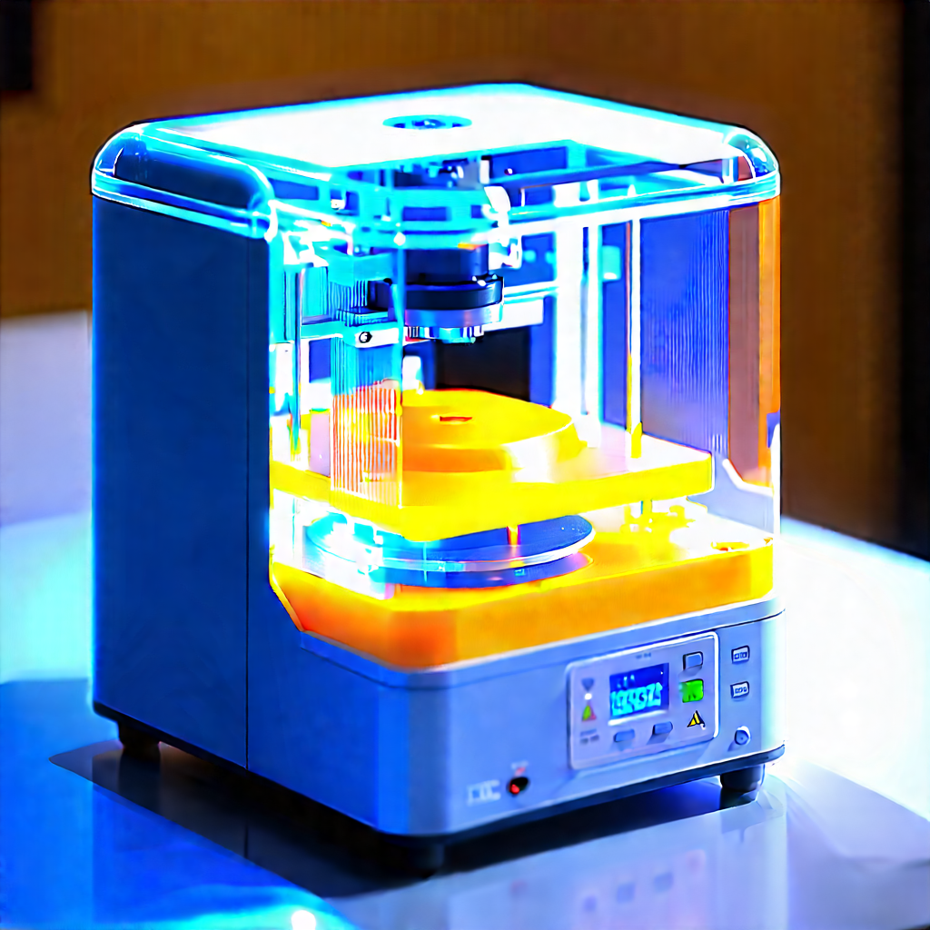 3d Printer With Blue Light Glow With Small, Blue,