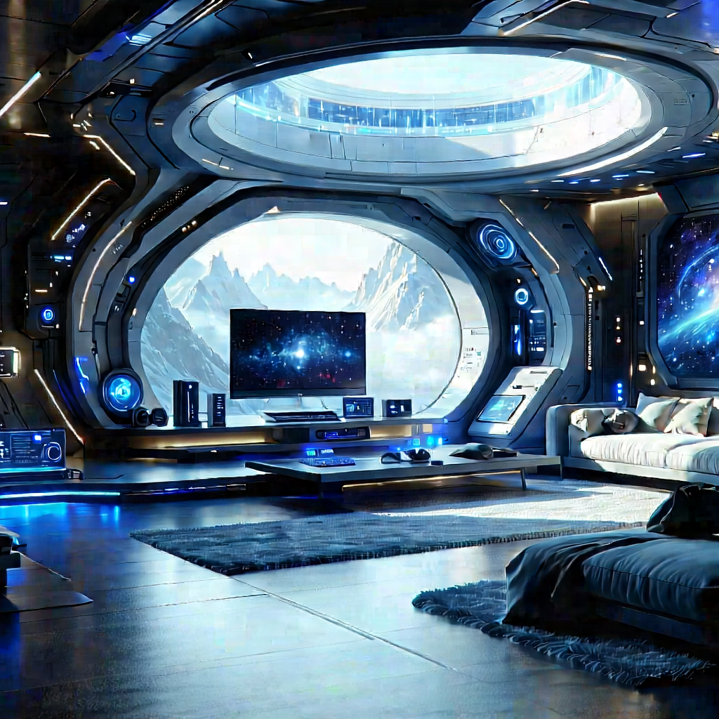 (futuristic:1.22) Smart Home With Futuristic Living
