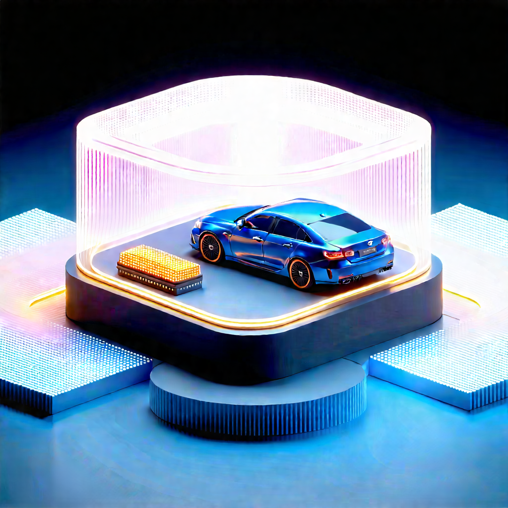 Automotive Technology In Research Center With Blue Sports