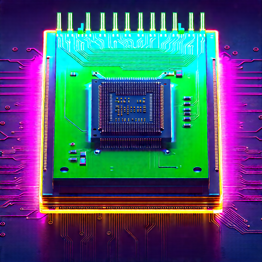 Microchip with neon accents