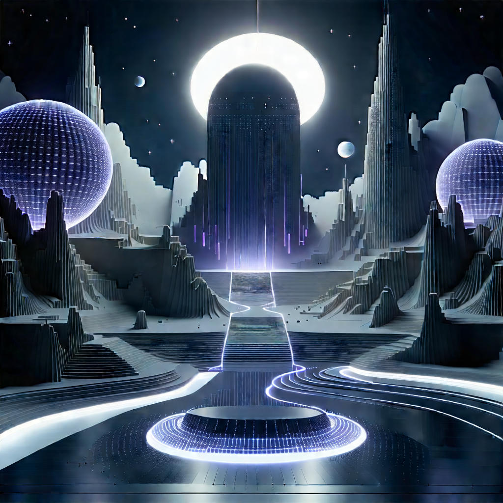 Machine Learning Visualization With Futuristic Scene,