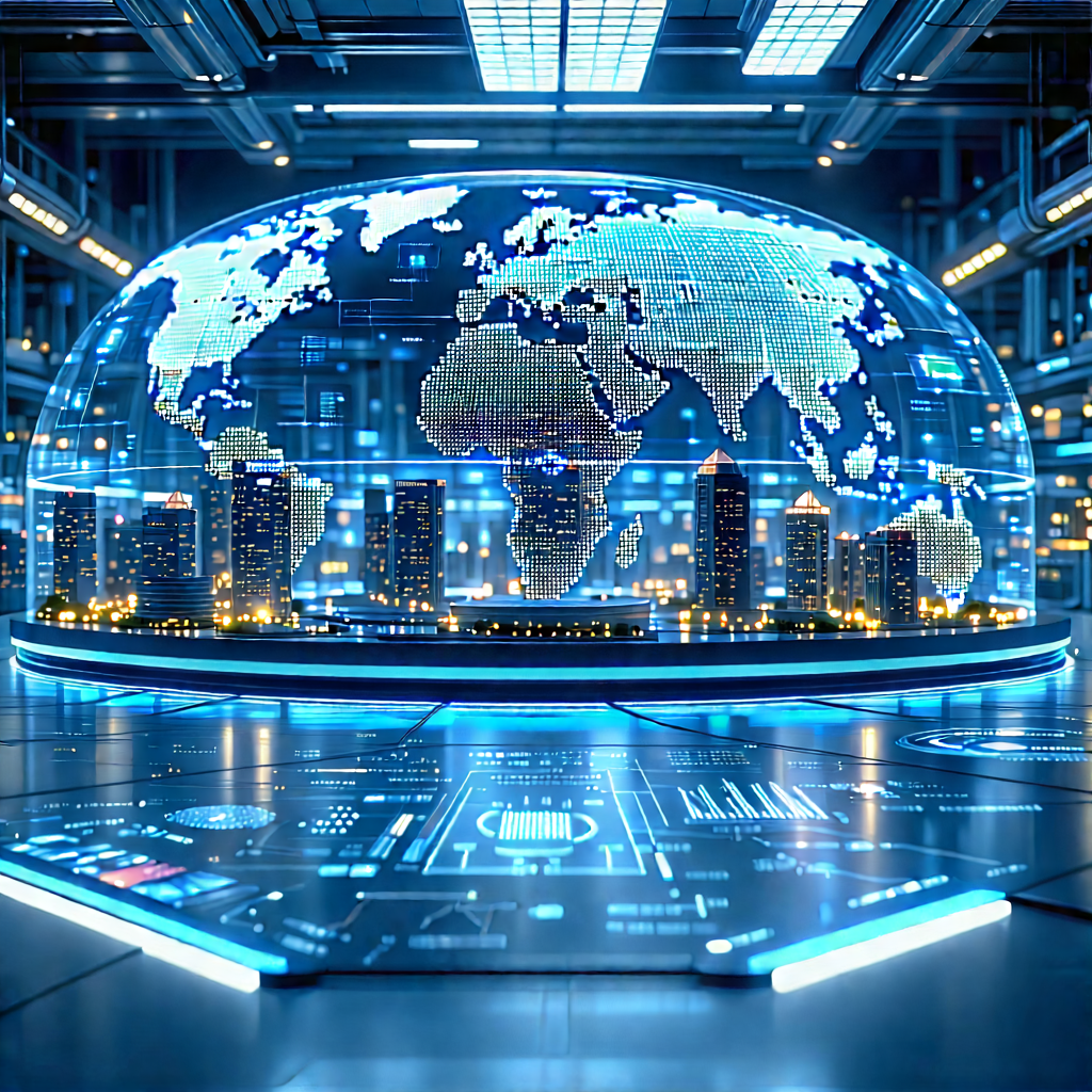 Financial Technology In Manufacturing Facility With Large, Illuminated