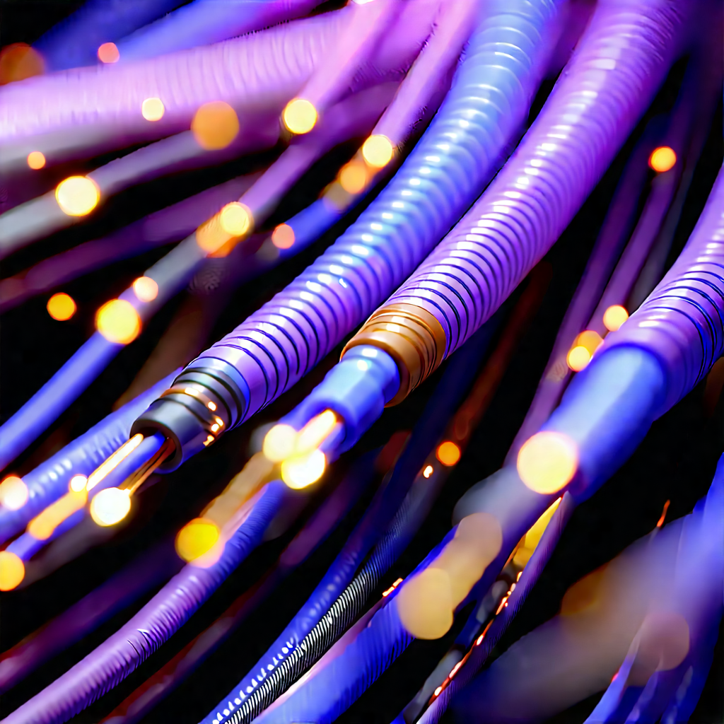 Close-up Of Fiber Optic Cables With Close-up Bunch