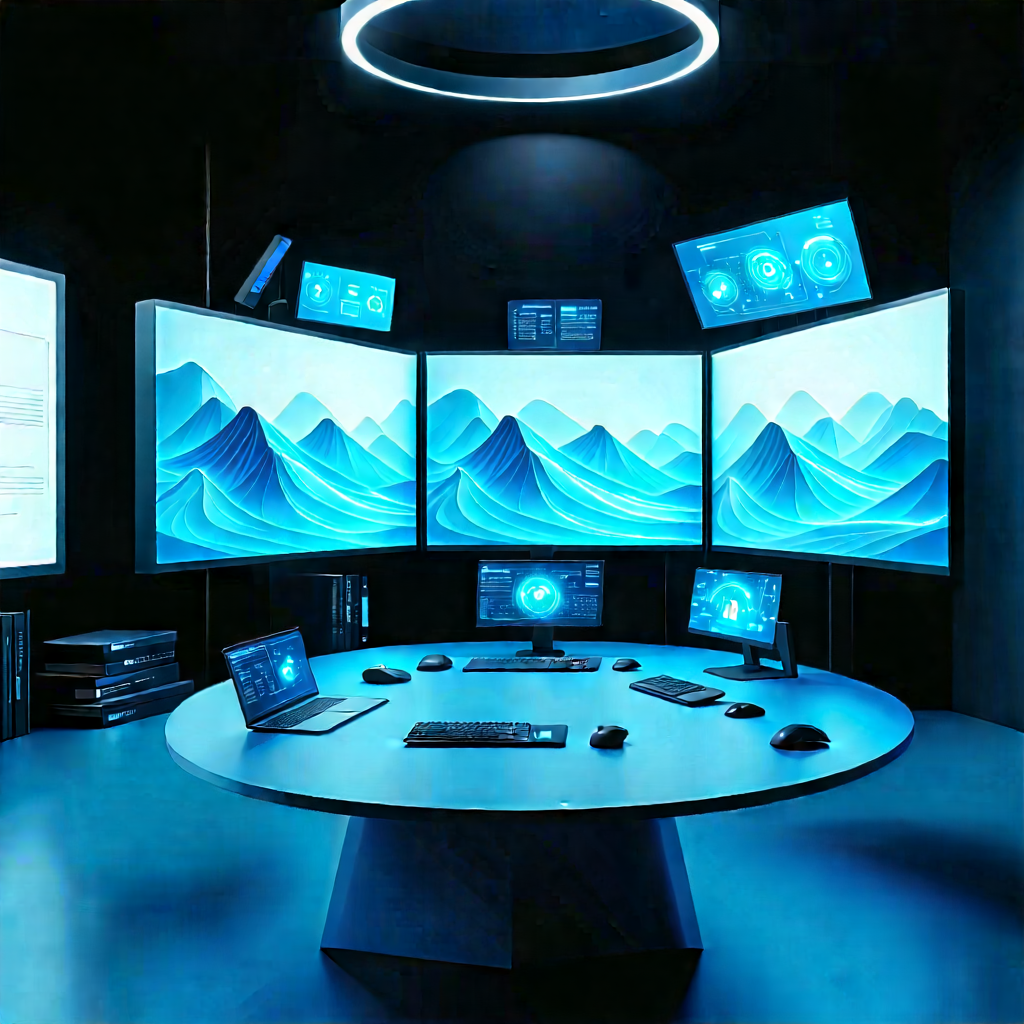Futuristic Digital Workspace With Futuristic Office