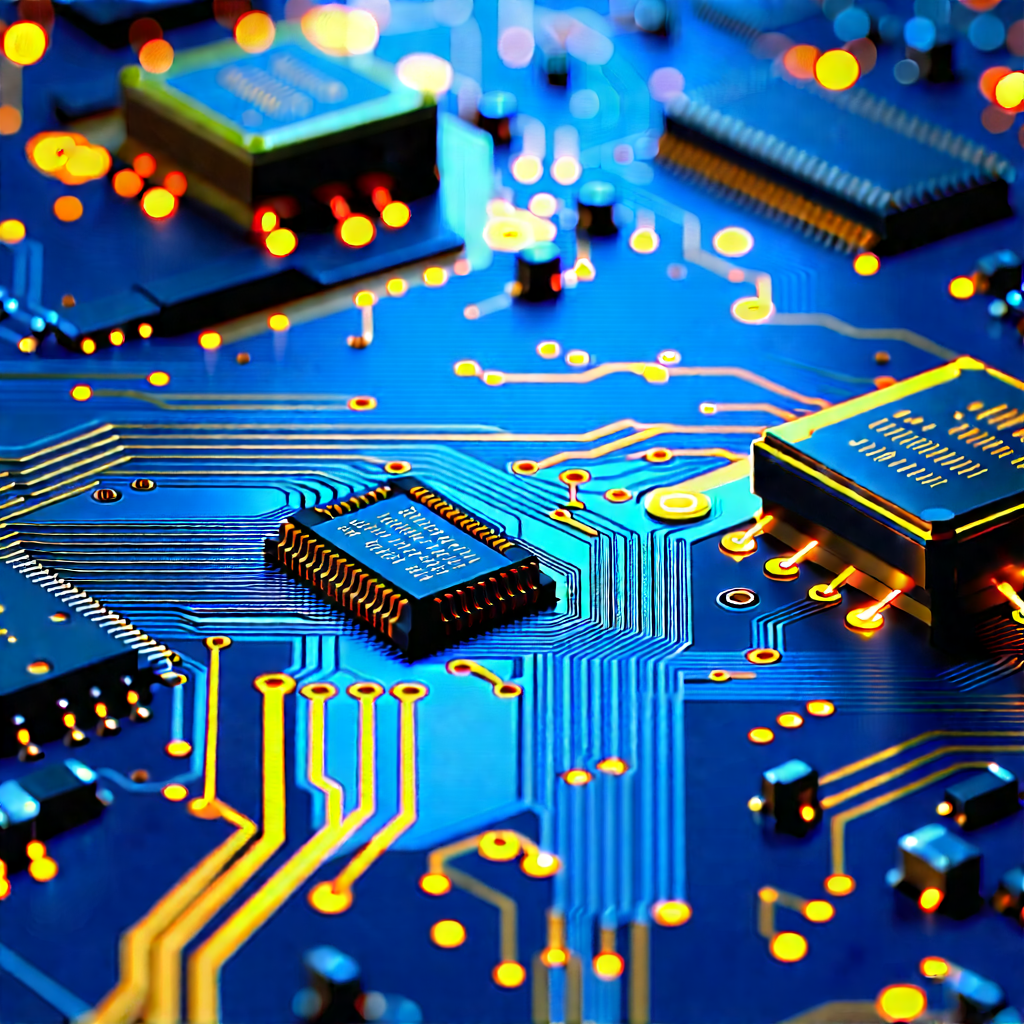 Close-up Of Electronic Circuit With Close-up Computer