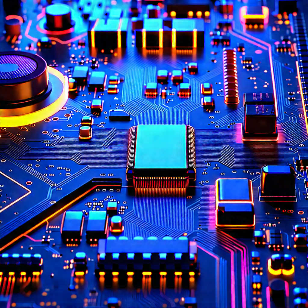 Circuit board with neon accents