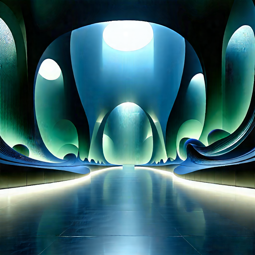(futuristic:1.47) Tech Startup Office With Blue White