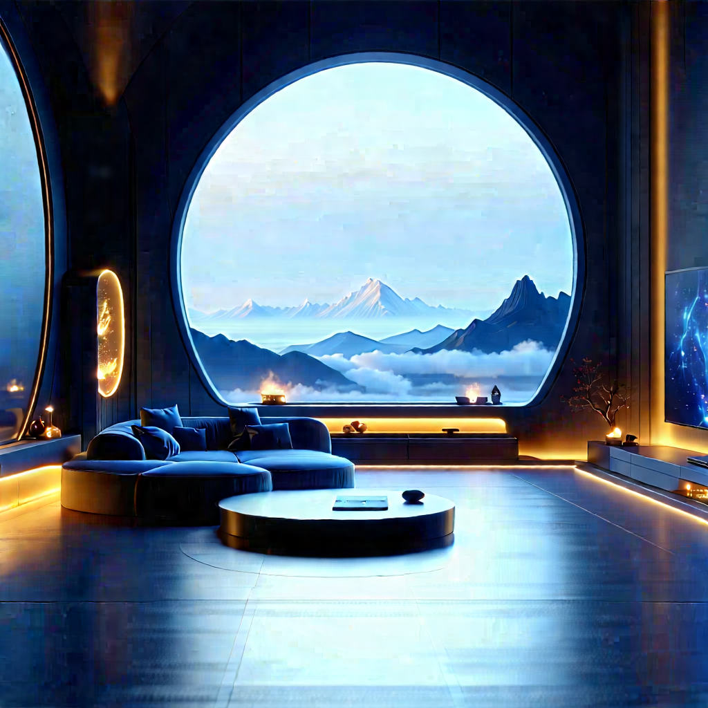 (futuristic:1.44) Smart Home With Image, There