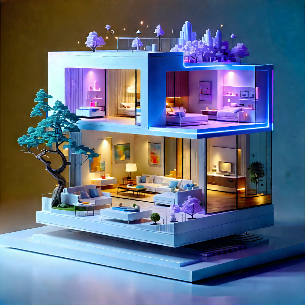 Smart Home Device With Data Visualization With Model House,