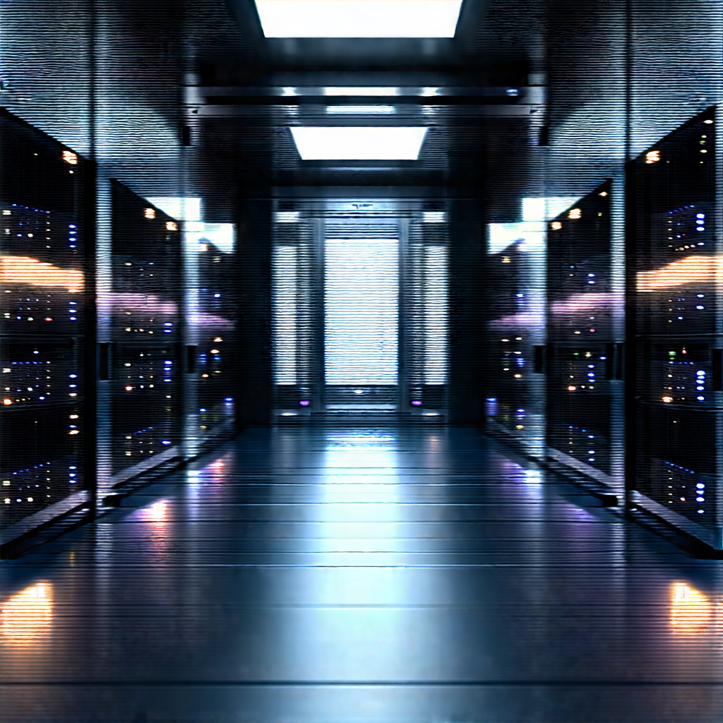 (futuristic:1.25) Server Room With Image, There