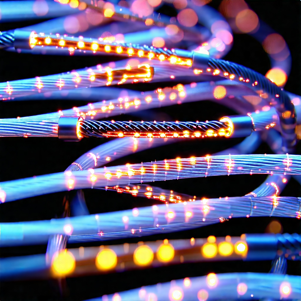 Close-up Of Fiber Optic Cables With Image, There