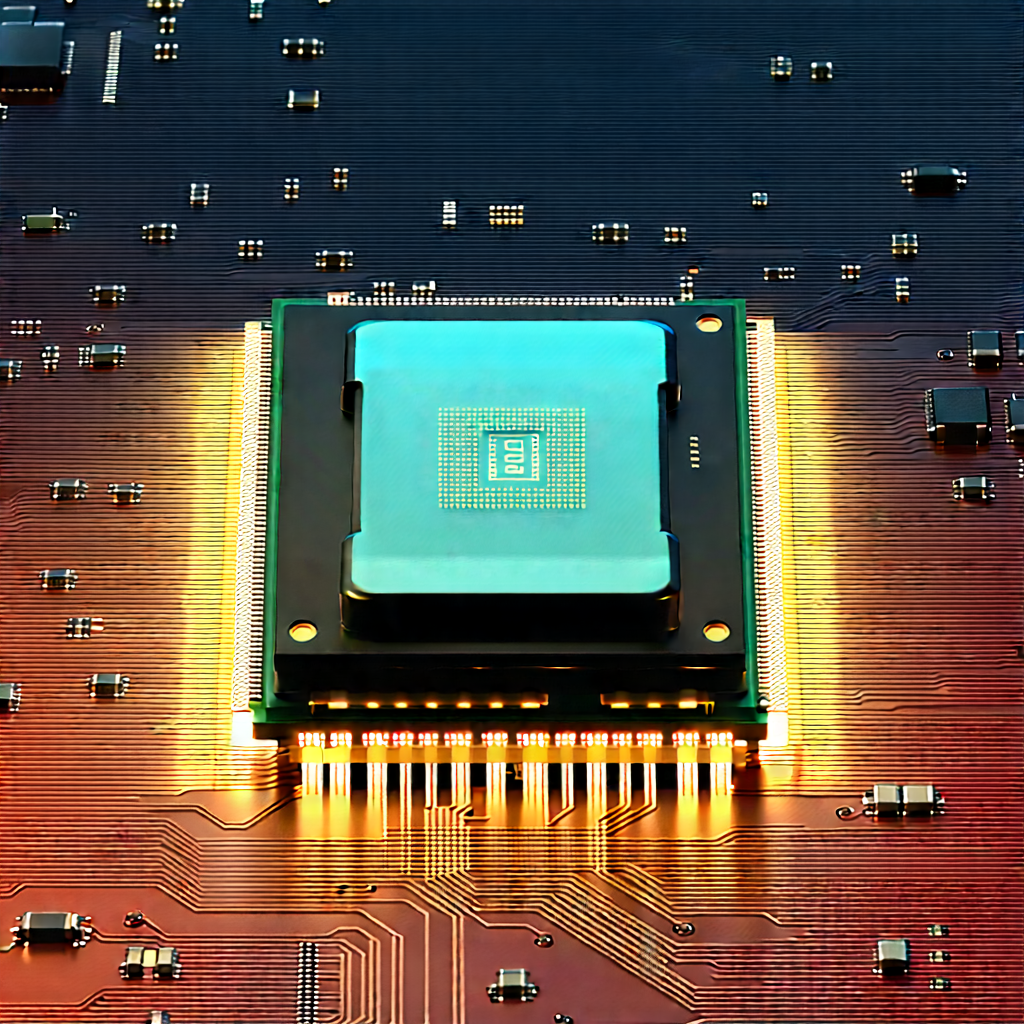 Close-up Of Microprocessor With Close-up Computer