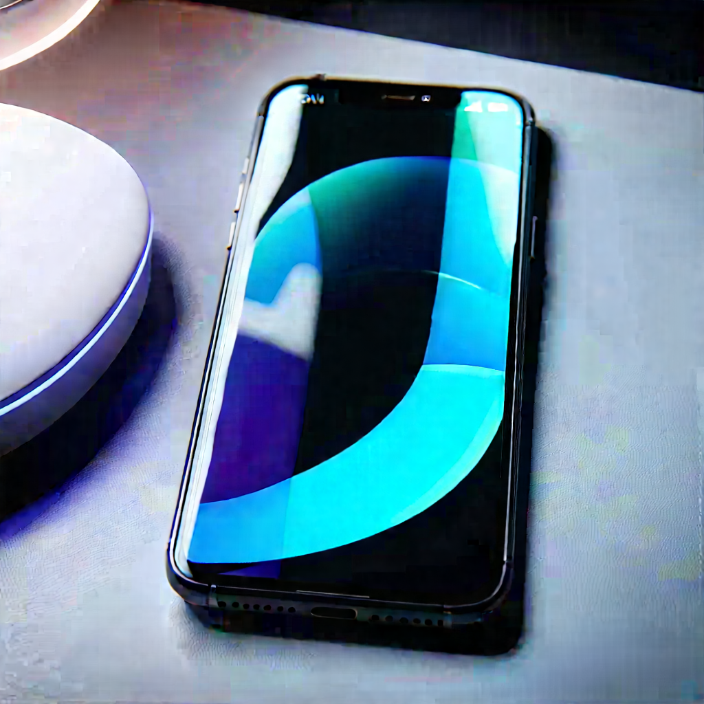 Smartphone With Glowing Screen With Smartphone Placed