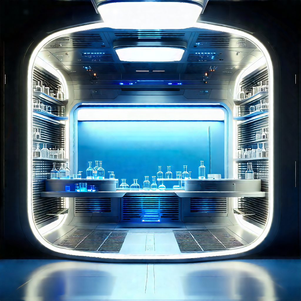 Futuristic Research Laboratory With Image, There