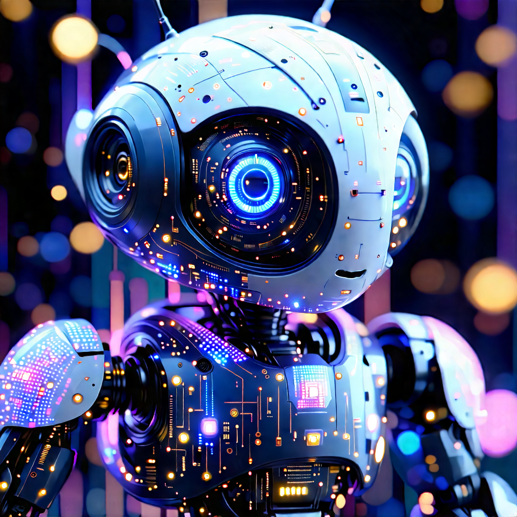 Robot With Holographic Projection With Robot Standing