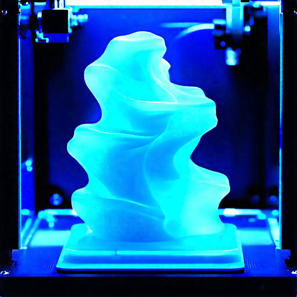 3d Printer With Blue Light Glow With Blue, Light-up