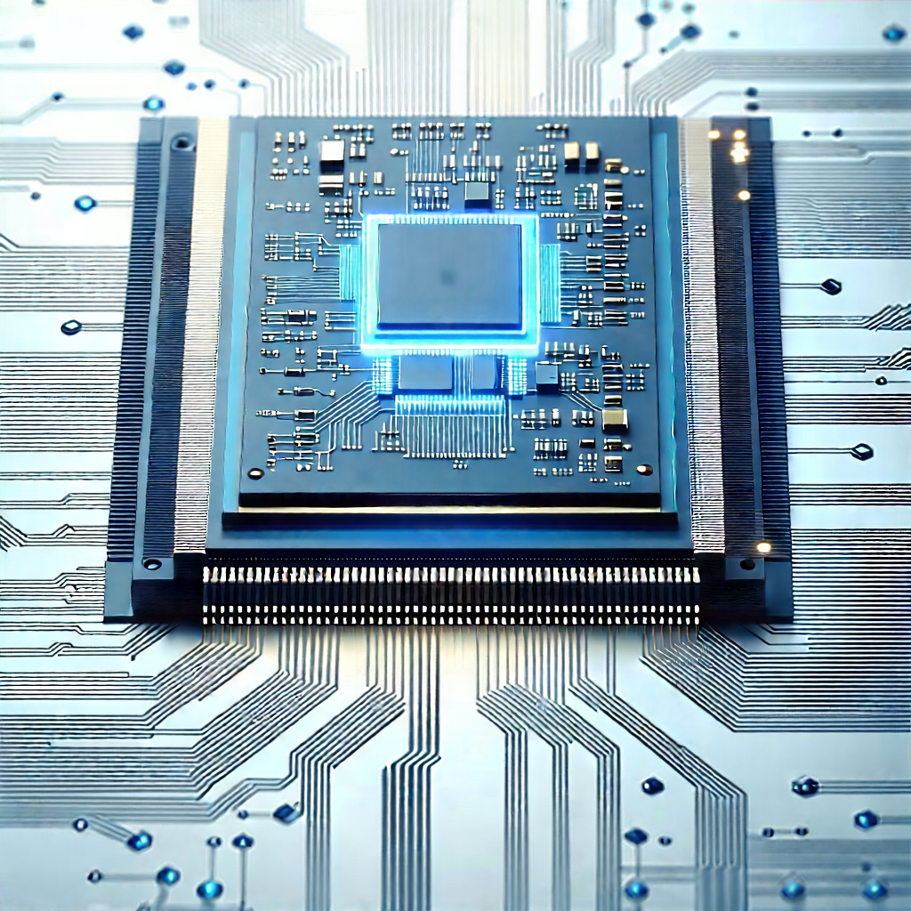 Microchip With Data Streams With Close-up Computer