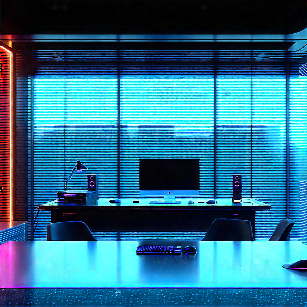 Futuristic (digital:1.44) Workspace With Modern Sleek