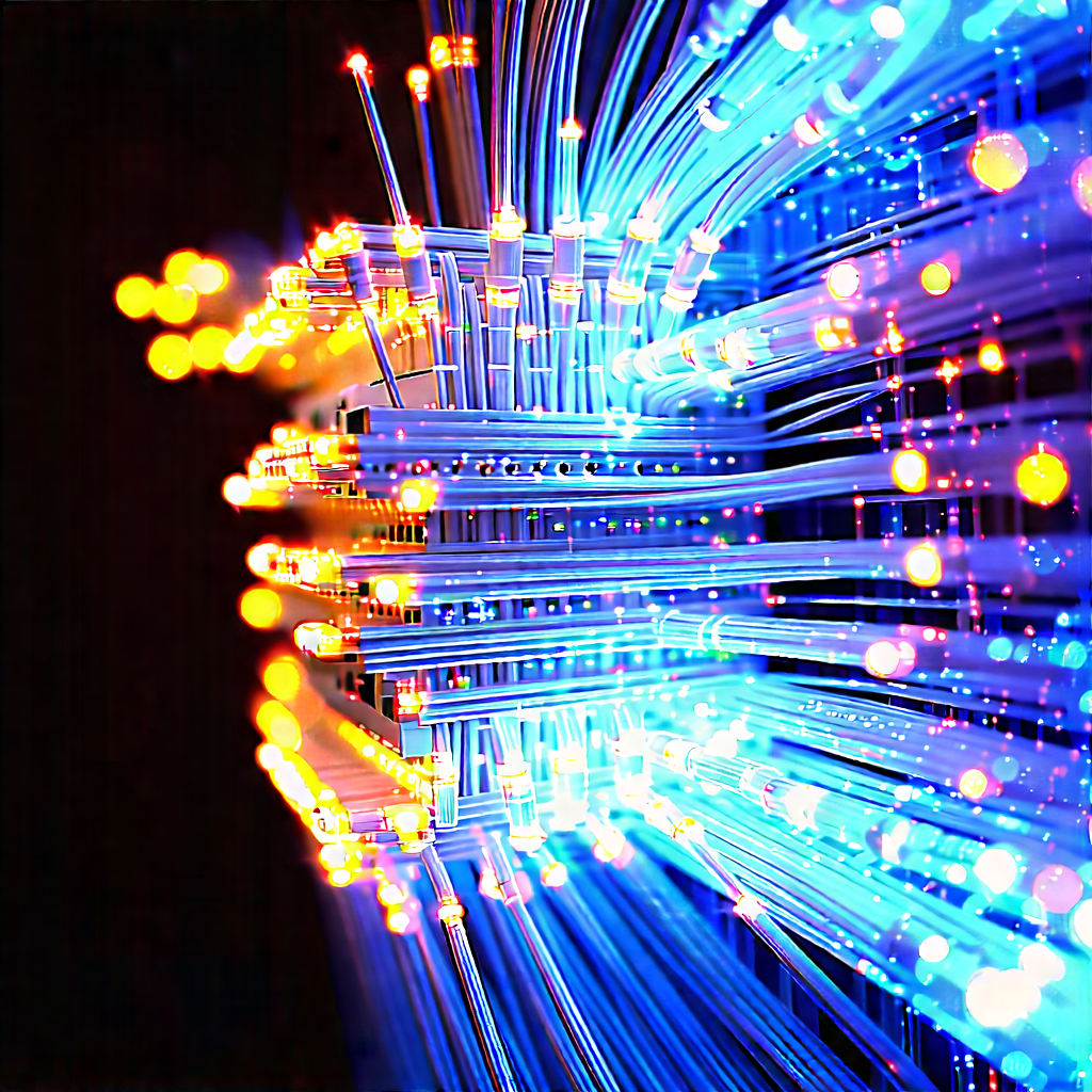 Close-up of fiber optic cables