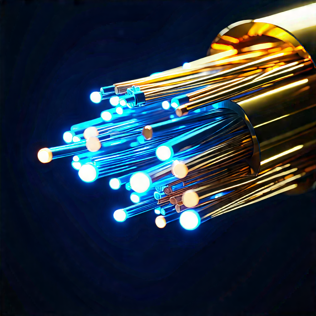 Close-up Of Fiber Optic Cables With Close-up Bunch
