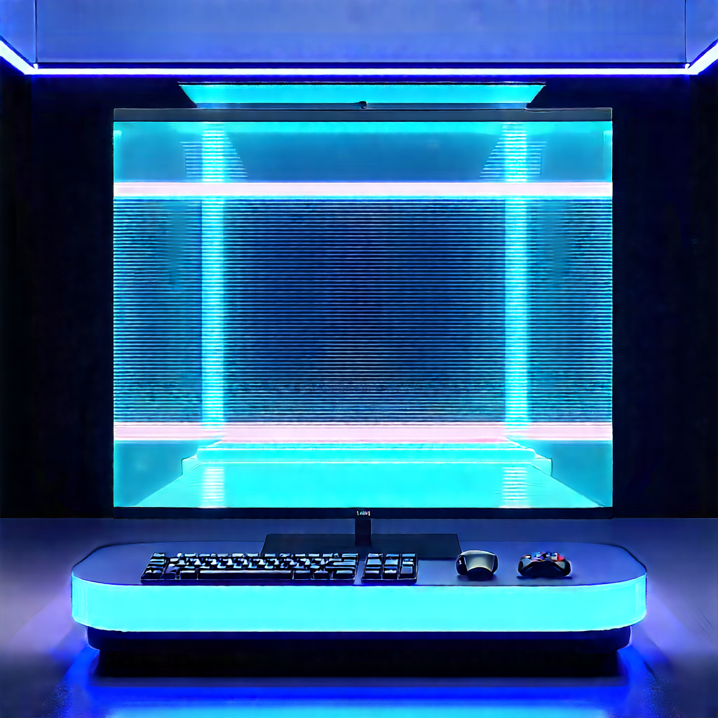 Smart Home Device With Holographic Display With Computer Desk