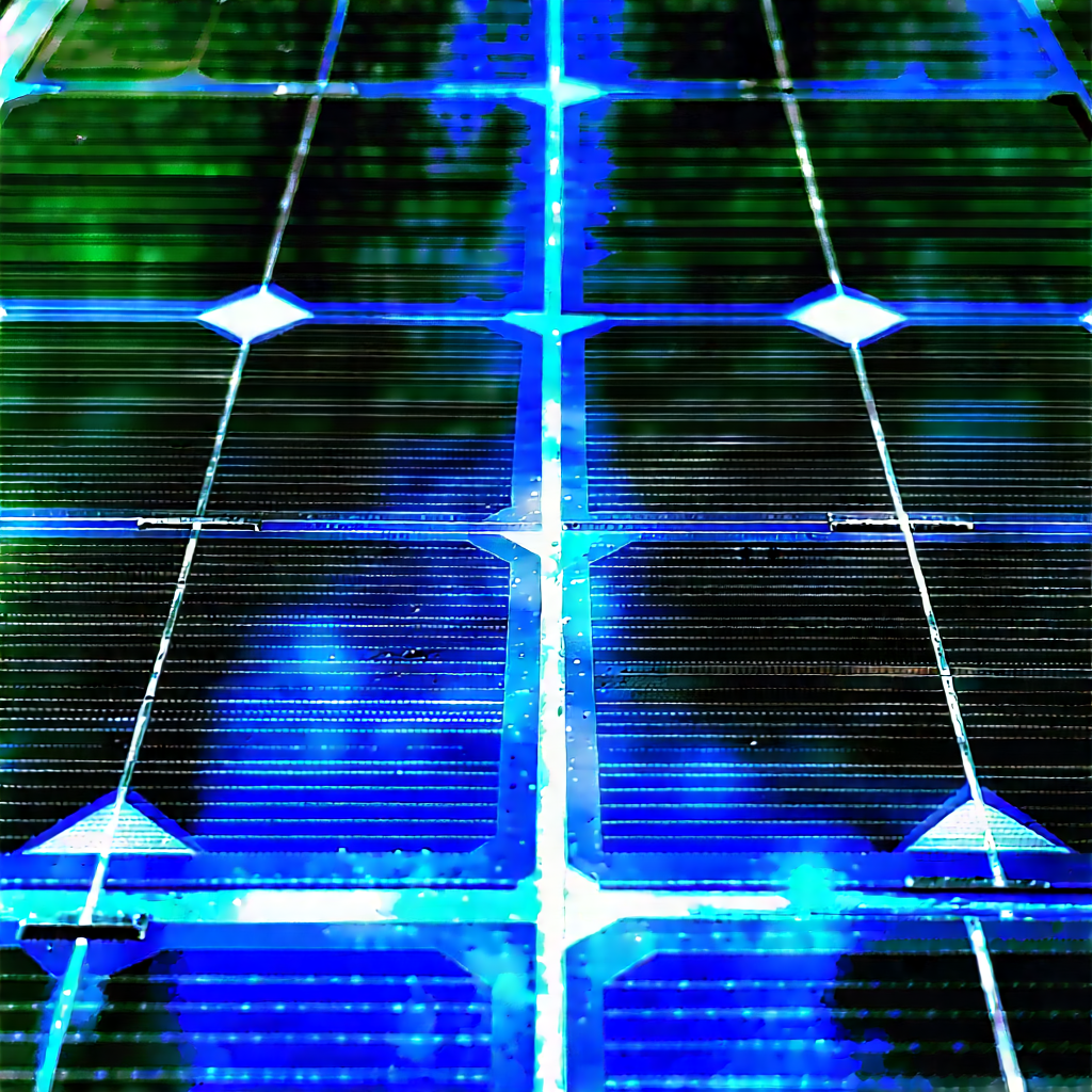Solar Panel With Blue Light Glow With Solar Panel