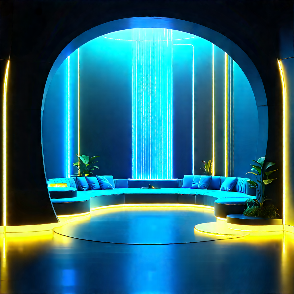 (futuristic:1.36) tech startup office