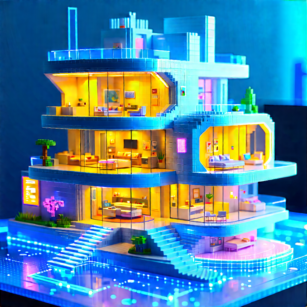 (futuristic:1.32) Smart Home With Large, Multi-story