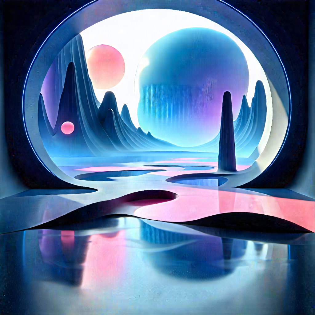 Futuristic Digital Workspace With Painting Futuristic