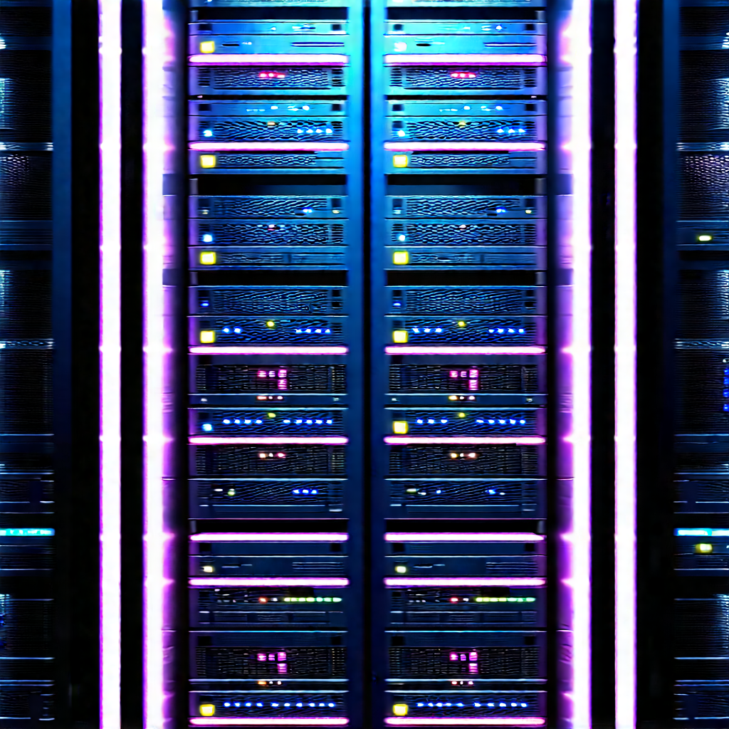 Server rack with neon accents
