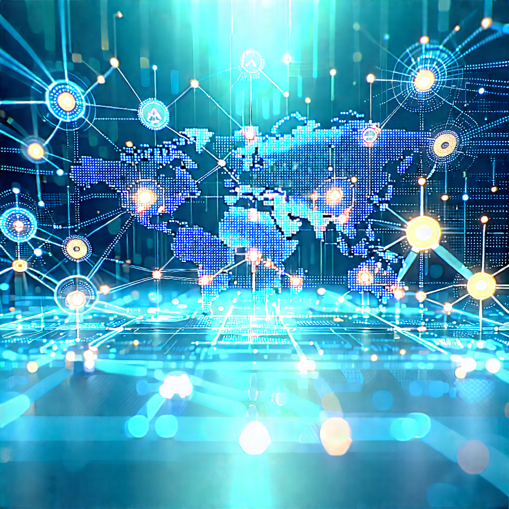 Blockchain Network Visualization With Blue White