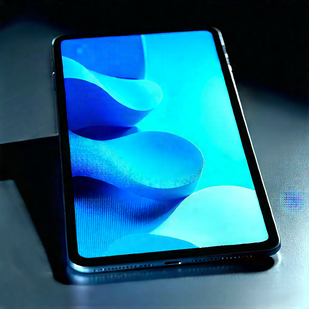 Tablet With Streaming Content With Black Blue