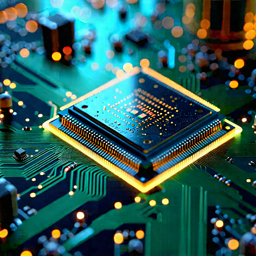 Close-up Of Electronic Circuit With Close-up Computer