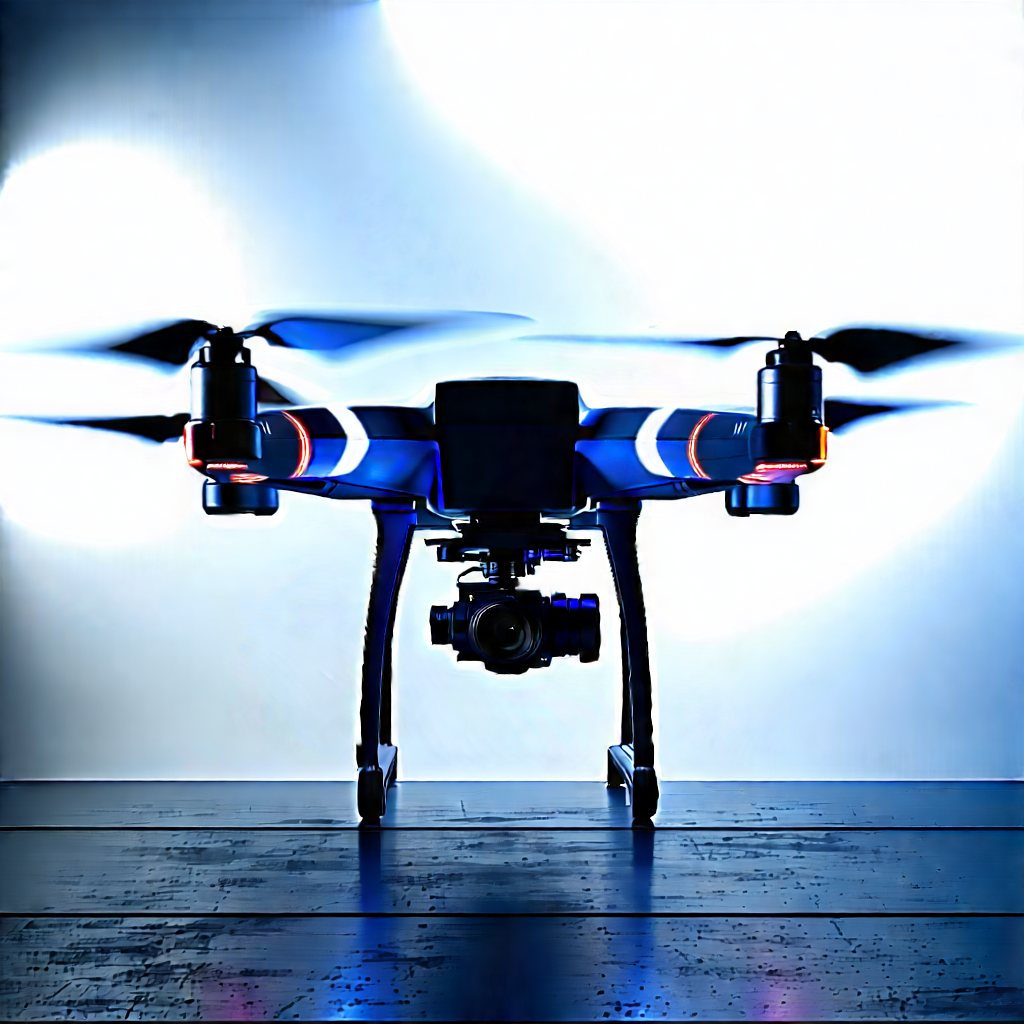 Drone With Streaming Content With Blue Drone
