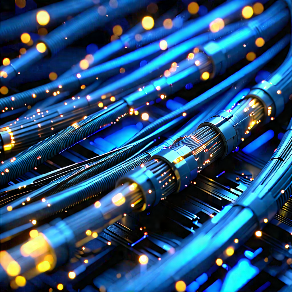 Close-up Of Fiber Optic Cables With Close-up Large