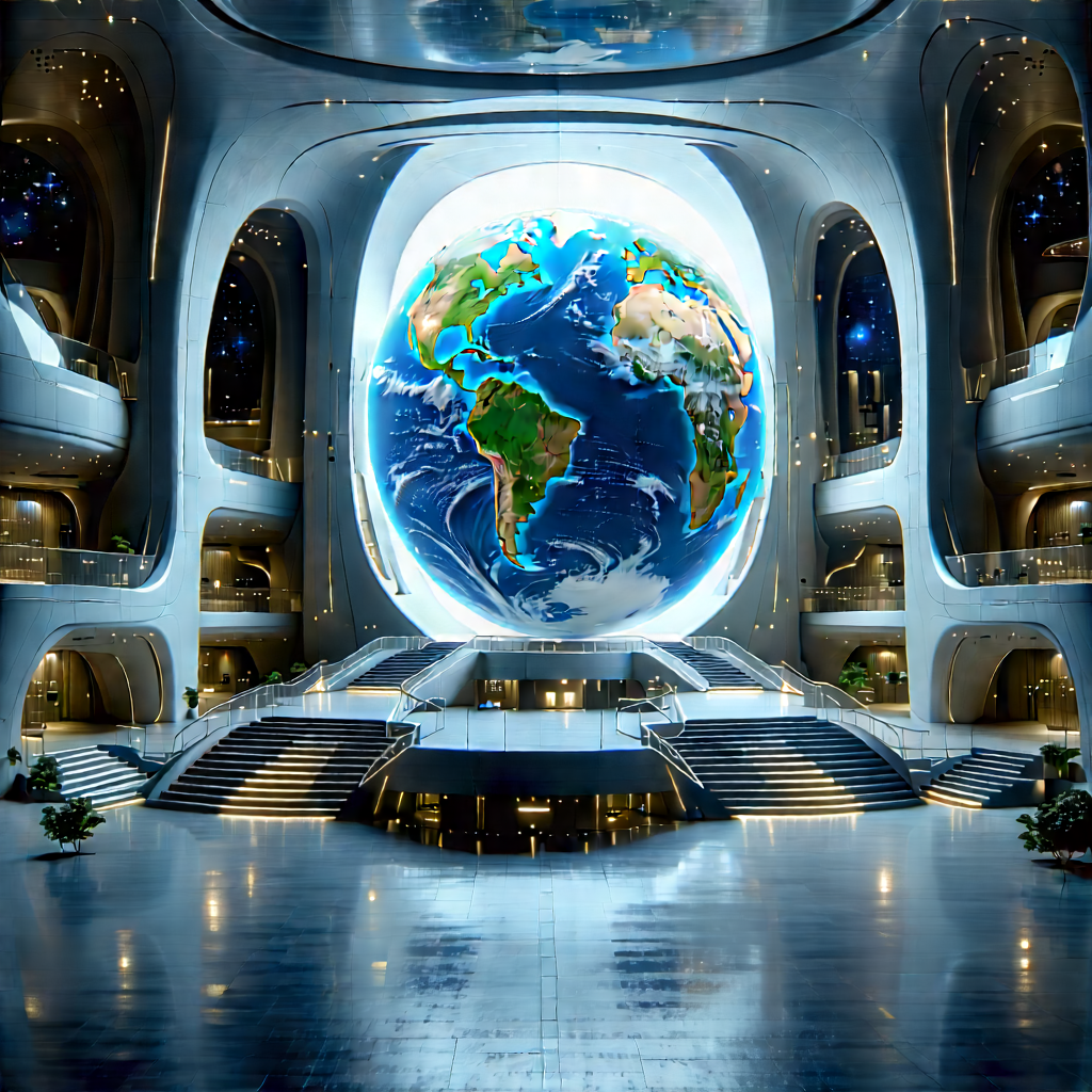 Futuristic Innovation Hub With Large, Round,