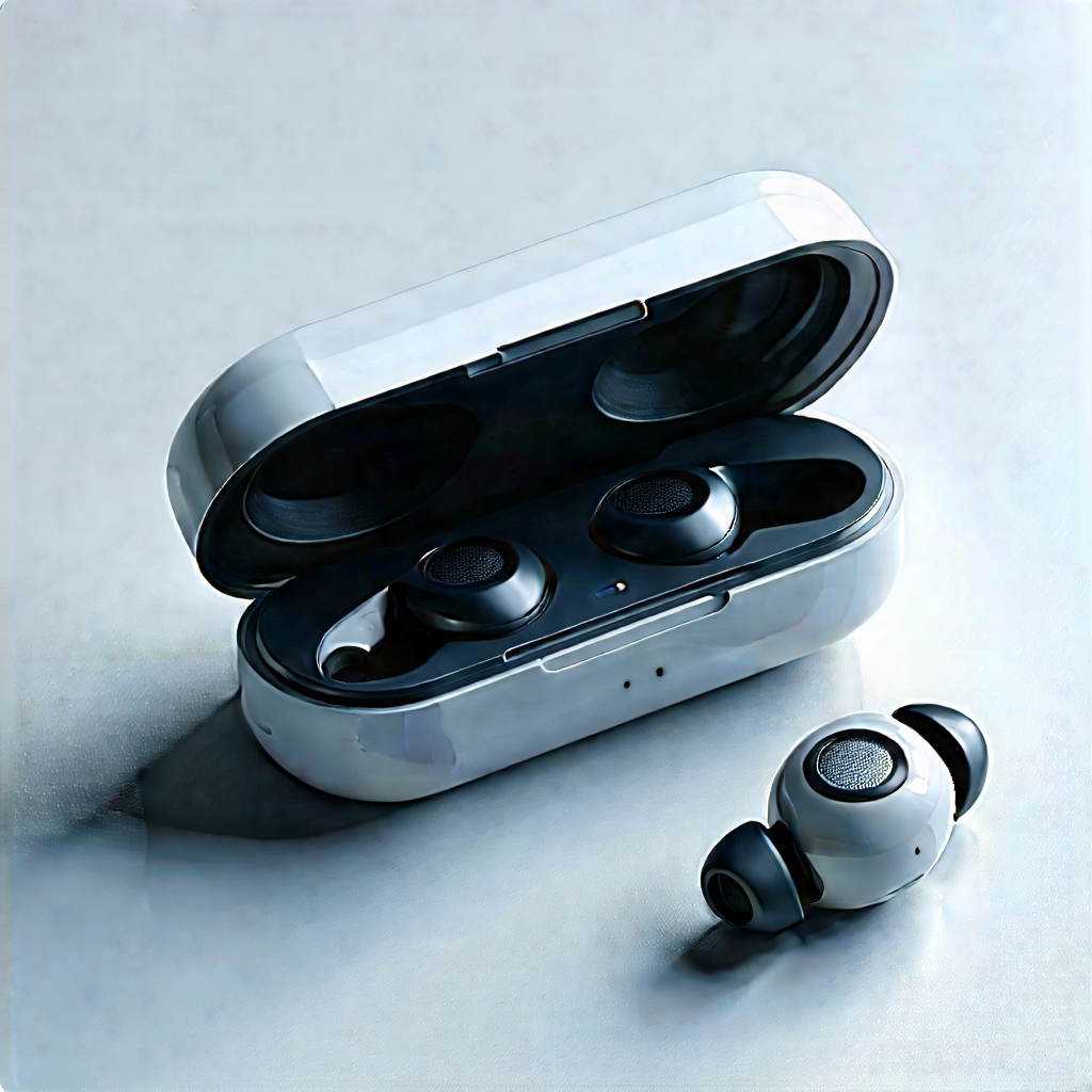 Wireless Earbuds With User Interface With Small White