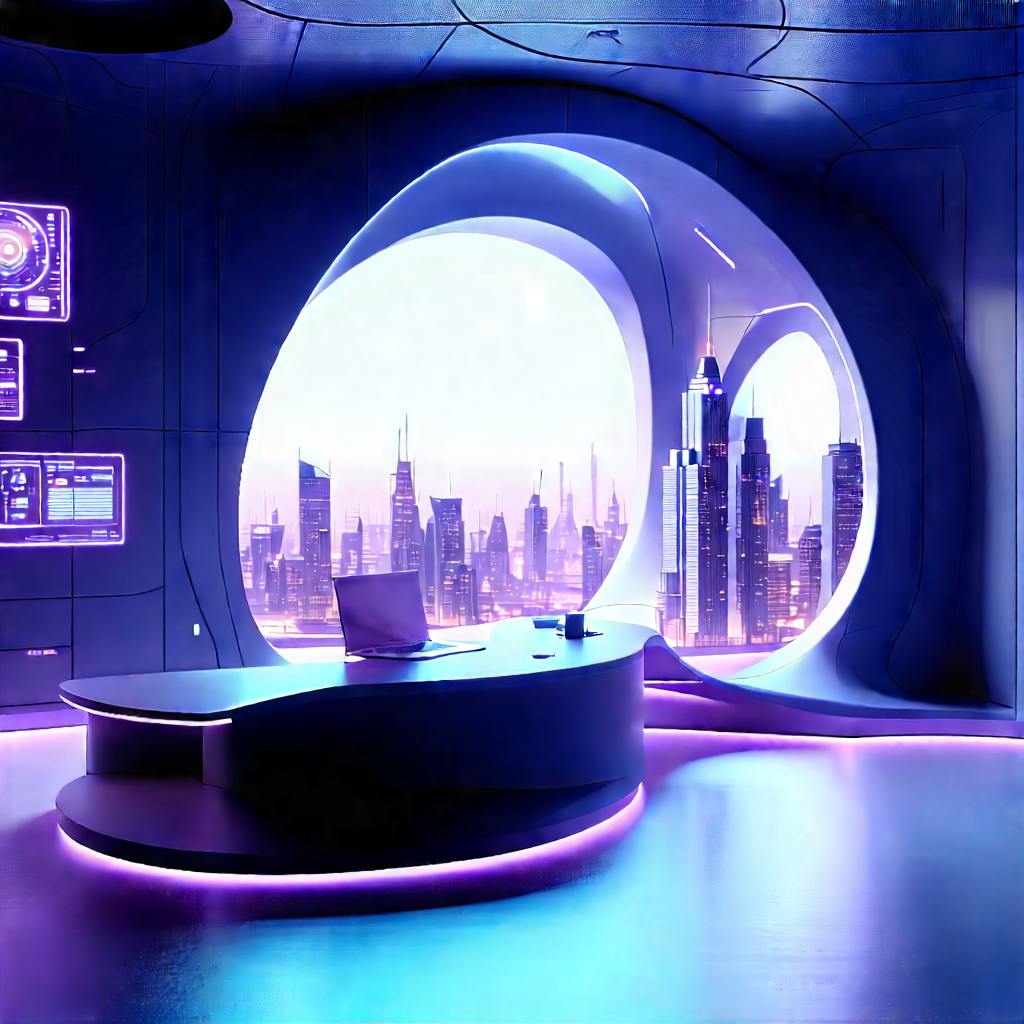 Futuristic Tech Startup Office With Image, There