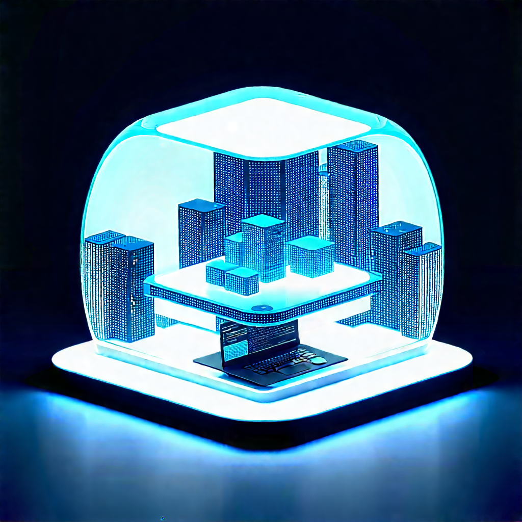 Futuristic Tech Startup Office With Blue White