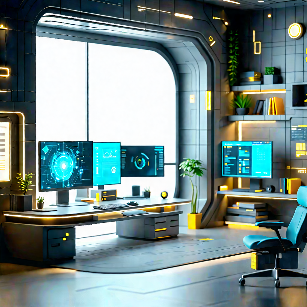 Futuristic Tech Startup Office With Futuristic Office,